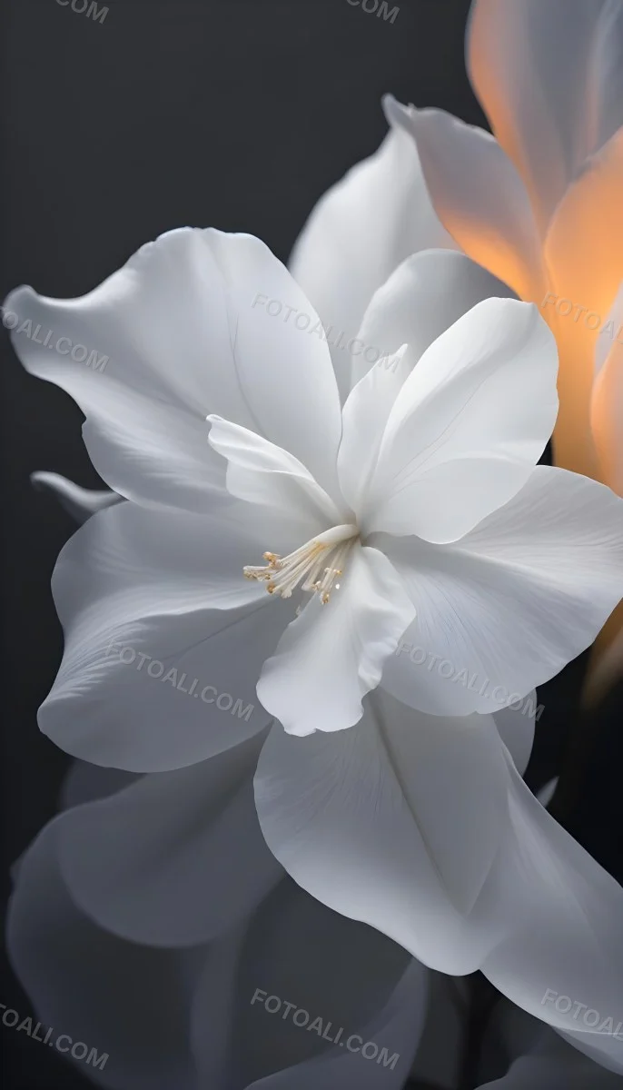 A Close Up Of A White Lily Flower With Delicate Translucent Petals Against A Dark Background 6 Eae8