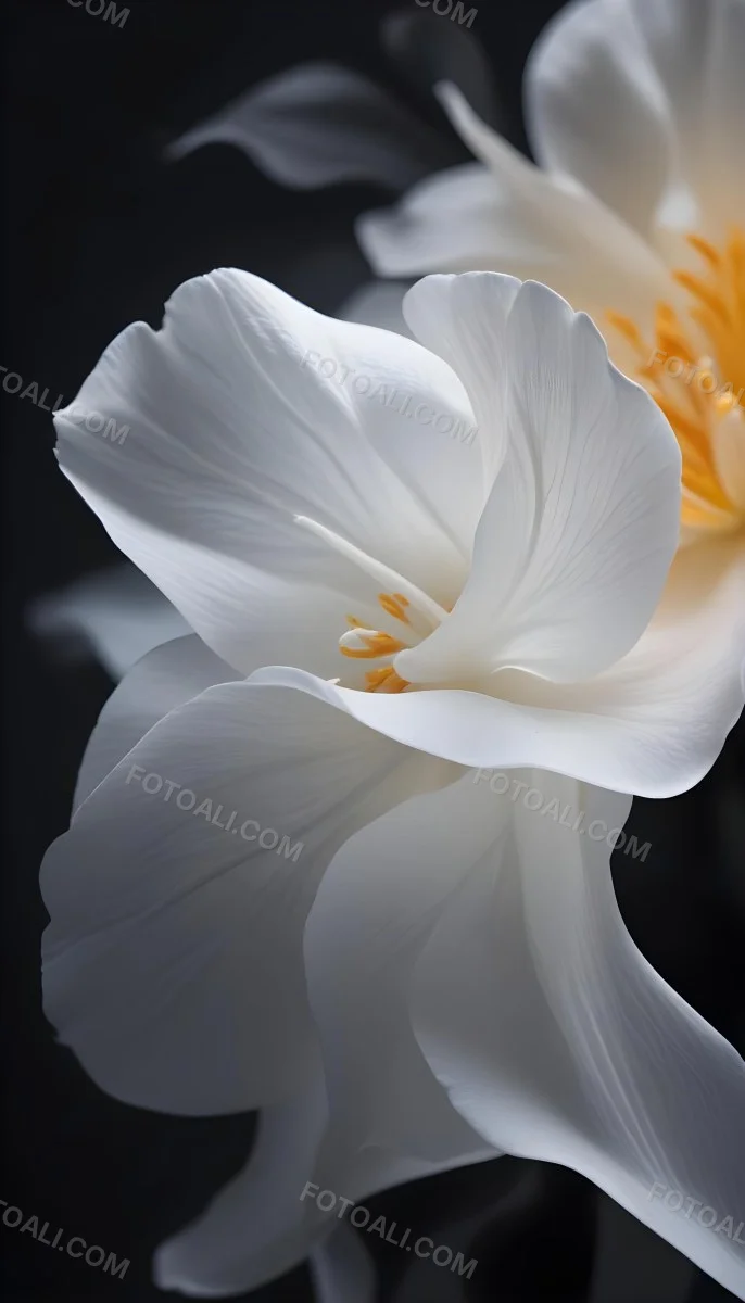 A Close Up Of A White Lily Flower With Delicate Translucent Petals Against A Dark Background 60 2d0e