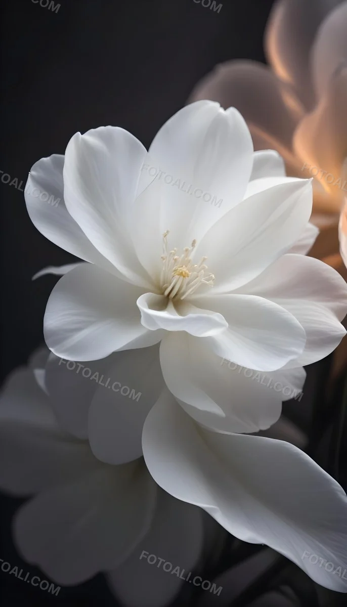 A Close Up Of A White Lily Flower With Delicate Translucent Petals Against A Dark Background 8 A3aa