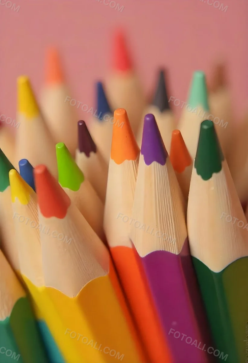 A Close Up Of Colored Pencils With A Purple Tip The Background Is A Gradient Of Purple Blue Orange Yellow And Red 18 11a8