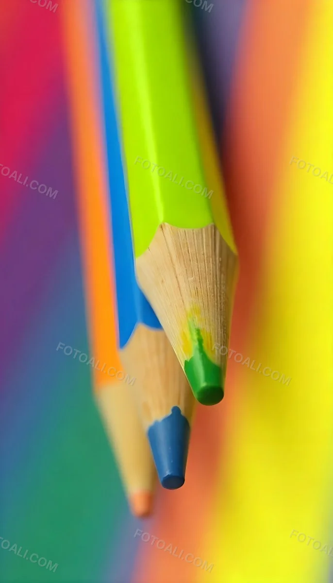 A Close Up Of Colored Pencils With A Purple Tip The Background Is A Gradient Of Purple Blue Orange Yellow And Red 30 6655