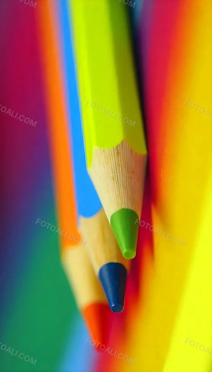 A Close Up Of Colored Pencils With A Purple Tip The Background Is A Gradient Of Purple Blue Orange Yellow And Red 37 6d99