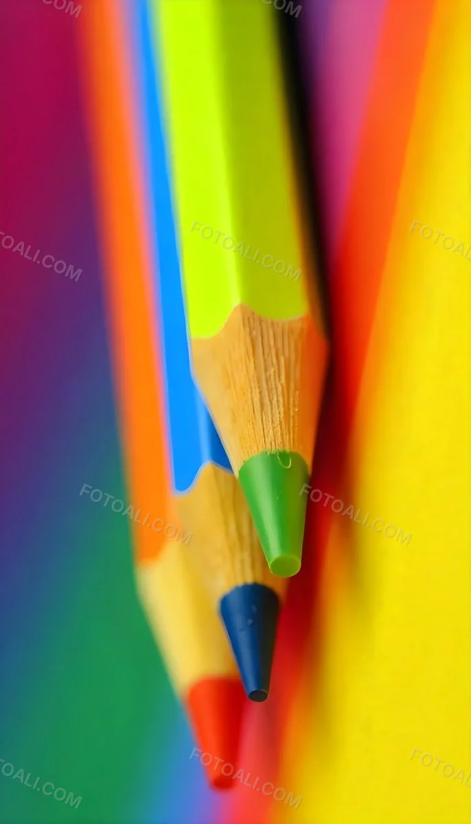 A Close Up Of Colored Pencils With A Purple Tip The Background Is A Gradient Of Purple Blue Orange Yellow And Red 42 Cc60