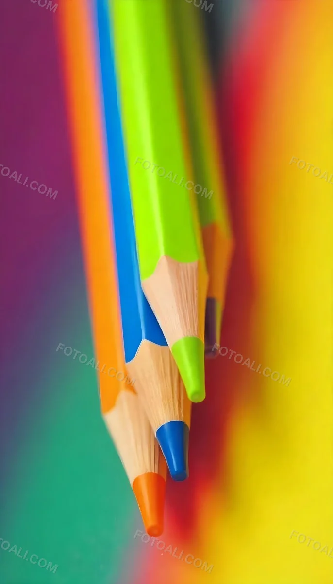 A Close Up Of Colored Pencils With A Purple Tip The Background Is A Gradient Of Purple Blue Orange Yellow And Red 55 D3e9