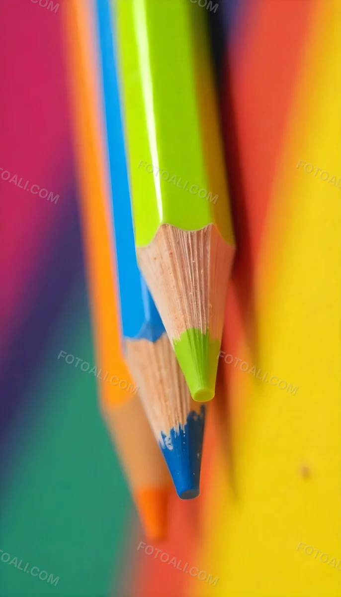 A Close Up Of Colored Pencils With A Purple Tip The Background Is A Gradient Of Purple Blue Orange Yellow And Red 7 D15f