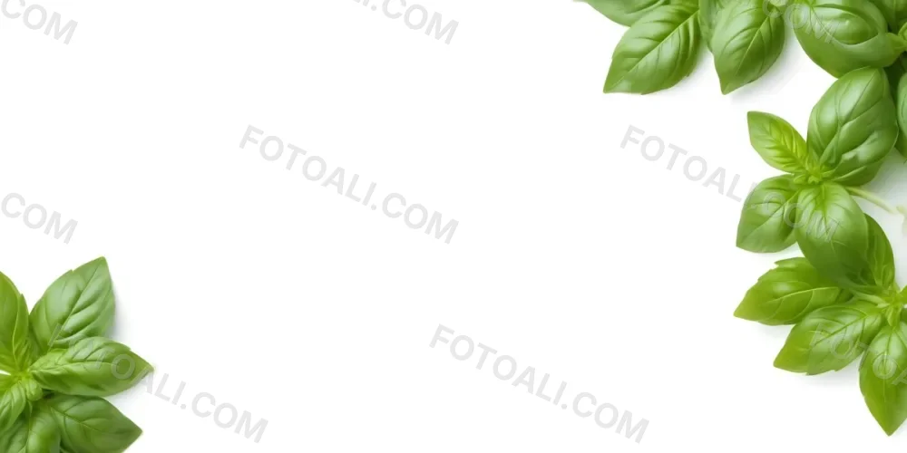 A Close Up Of Fresh Green Basil Leaves On A White Background 5 A661