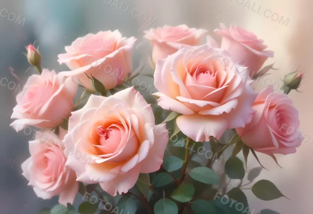 A Close Up Of Pink Roses With Soft Pastel Colors Creating A Dreamy And Romantic Atmosphere With A Blurred Background Of Light Hues 32 A114