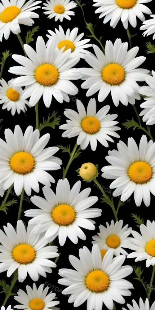 A Close Up Of White Daisy Flowers And Yellow Sunflowers Against A Dark Background 98 3af8
