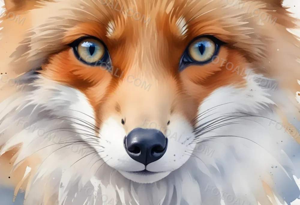 A Close Up Portrait Of A Red Fox With Piercing Blue Eyes A White Nose And A Soft Fluffy Orange And White Fur Coat 50 7420
