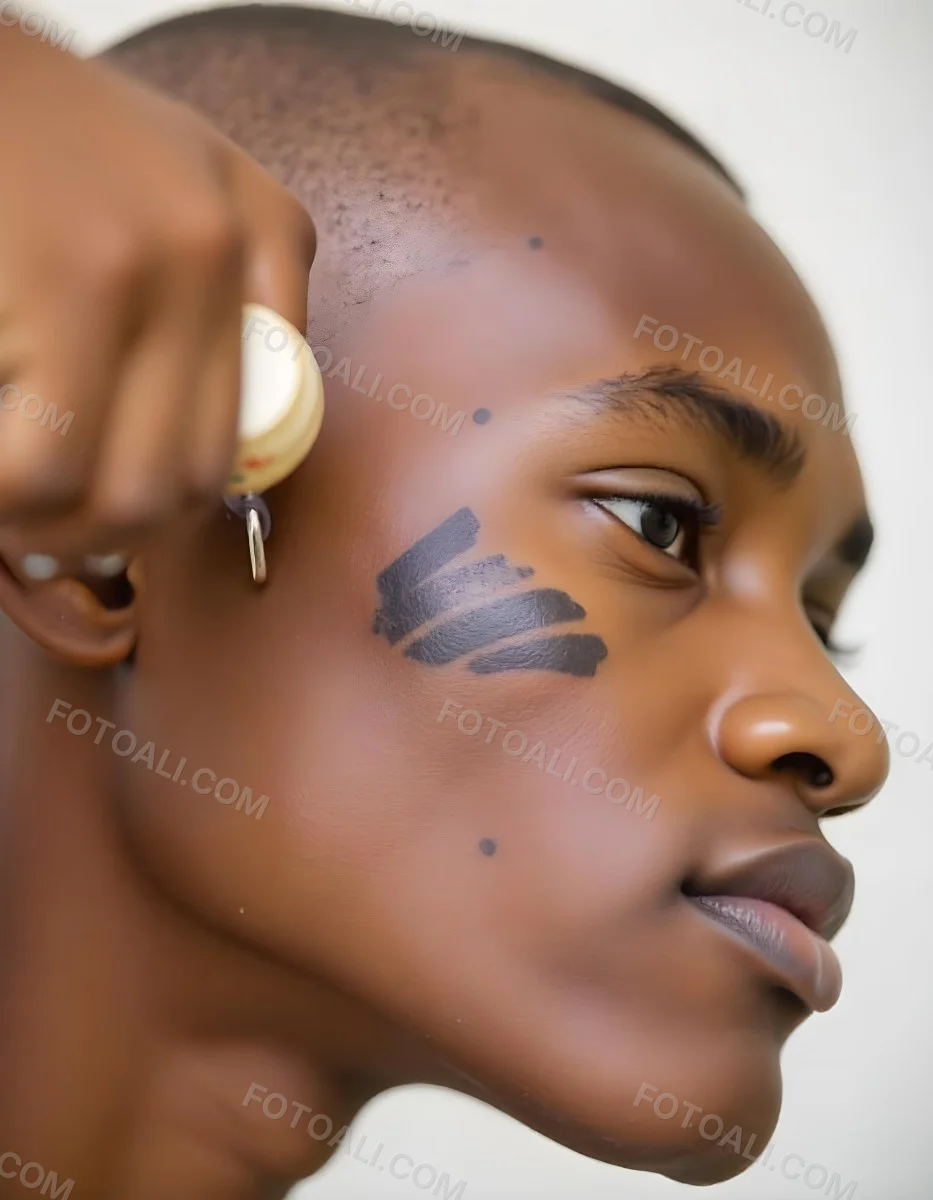 A Close Up Portrait Of A Young Black Man With A Serious Expression His Face Partially Obscured By Shadows 2 22a7