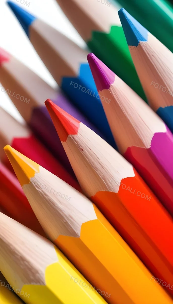A Close Up Shot Of A Bunch Of Colored Pencils With Tips Of Different Colors Arranged In A Pile White Background Sharp Focus Vibrant Colors Art Supplies 1 8052