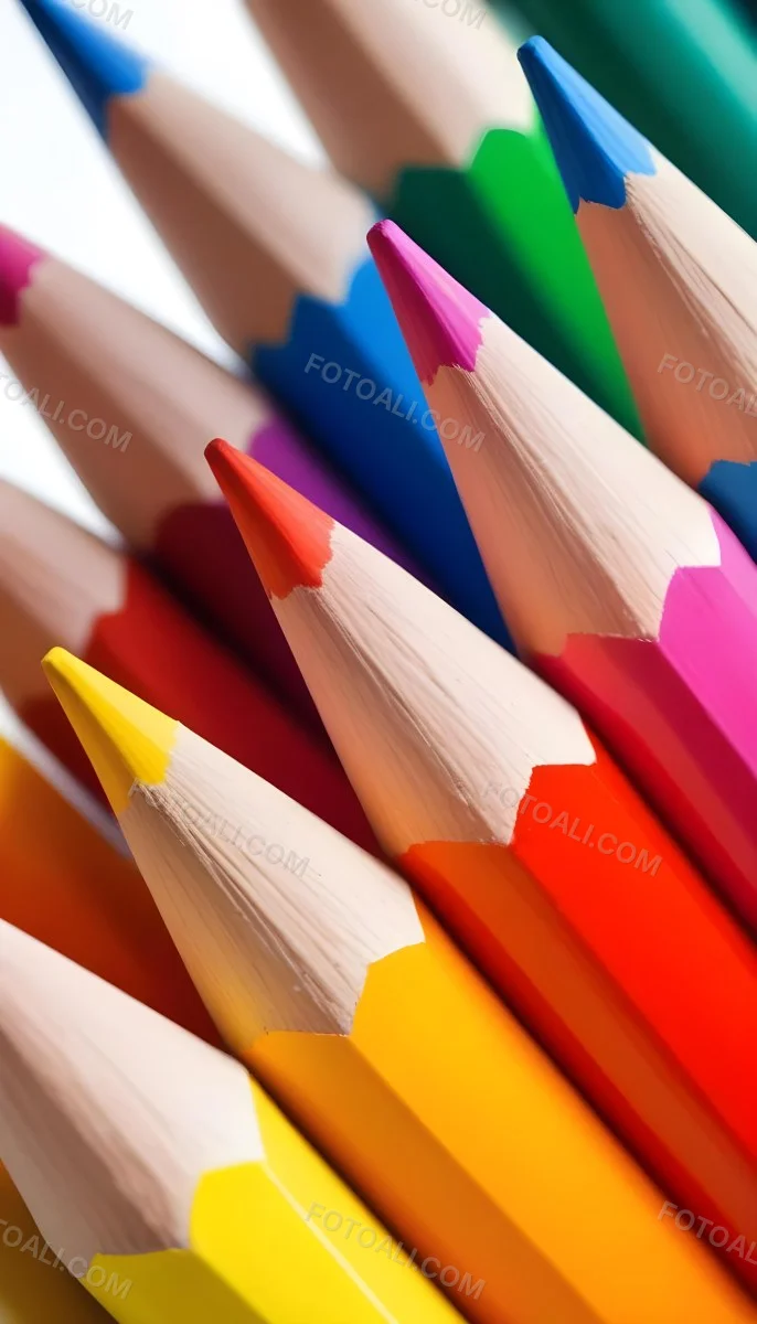 A Close Up Shot Of A Bunch Of Colored Pencils With Tips Of Different Colors Arranged In A Pile White Background Sharp Focus Vibrant Colors Art Supplies 11 5d9a