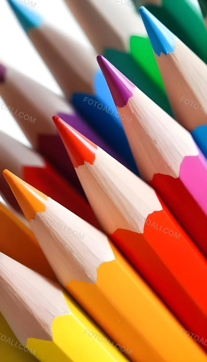 A Close Up Shot Of A Bunch Of Colored Pencils With Tips Of Different Colors Arranged In A Pile White Background Sharp Focus Vibrant Colors Art Supplies 12 Ed43