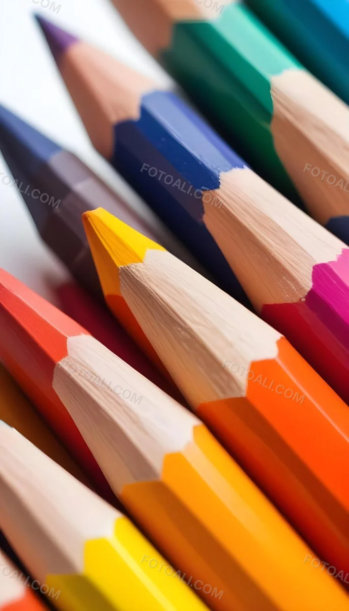 A Close Up Shot Of A Bunch Of Colored Pencils With Tips Of Different Colors Arranged In A Pile White Background Sharp Focus Vibrant Colors Art Supplies 2 89b8