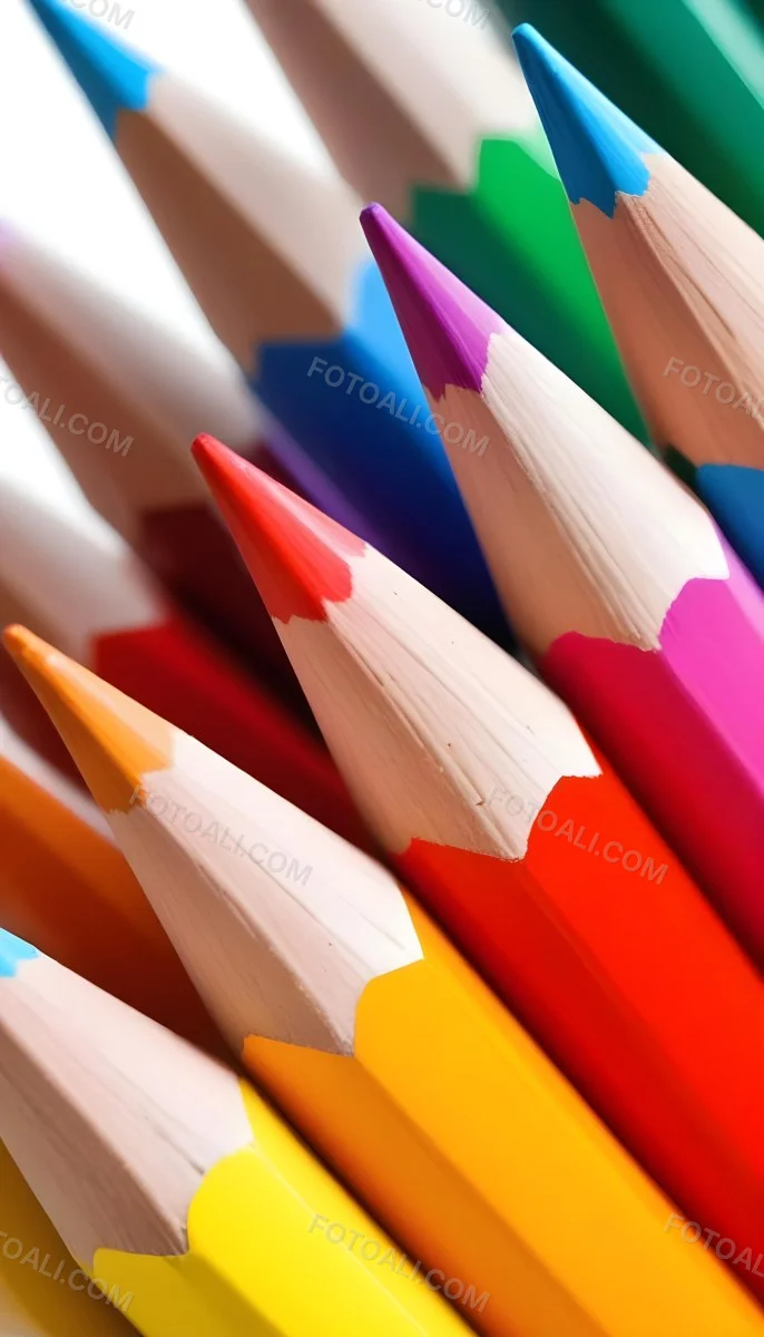 A Close Up Shot Of A Bunch Of Colored Pencils With Tips Of Different Colors Arranged In A Pile White Background Sharp Focus Vibrant Colors Art Supplies 20 7aba