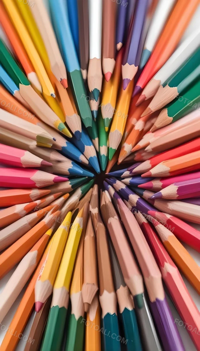 A Close Up Shot Of A Bunch Of Colored Pencils With Tips Of Different Colors Arranged In A Pile White Background Sharp Focus Vibrant Colors Art Supplies 21 5bef