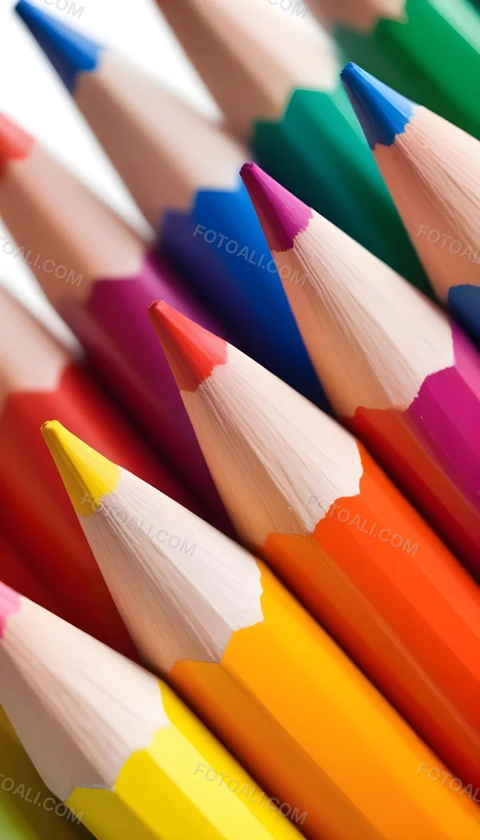 A Close Up Shot Of A Bunch Of Colored Pencils With Tips Of Different Colors Arranged In A Pile White Background Sharp Focus Vibrant Colors Art Supplies 4 D459