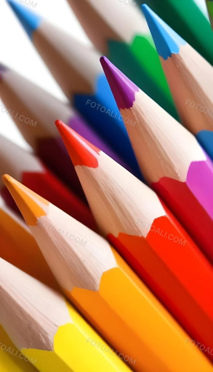 A Close Up Shot Of A Bunch Of Colored Pencils With Tips Of Different Colors Arranged In A Pile White Background Sharp Focus Vibrant Colors Art Supplies 5 C2d6