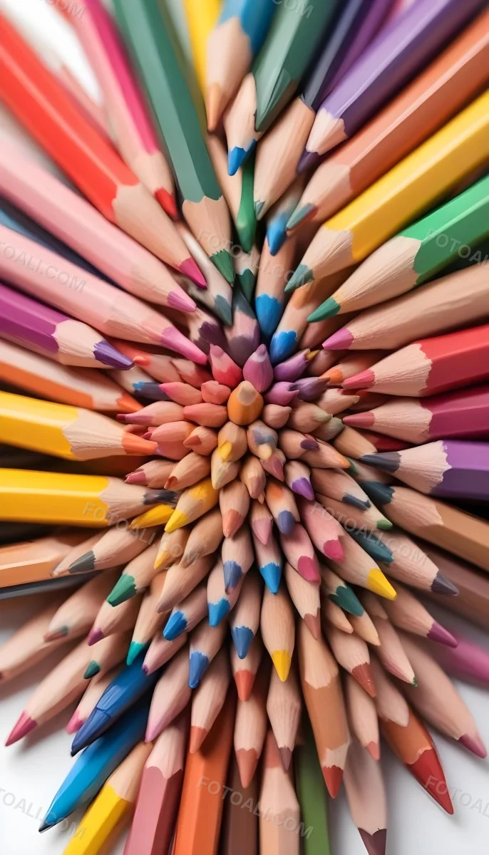 A Close Up Shot Of A Bunch Of Colored Pencils With Tips Of Different Colors Arranged In A Pile White Background Sharp Focus Vibrant Colors Art Supplies 6 16e0