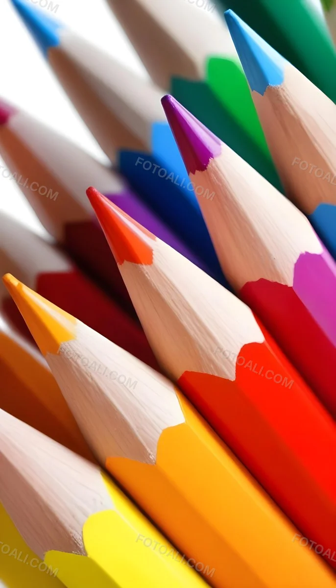A Close Up Shot Of A Bunch Of Colored Pencils With Tips Of Different Colors Arranged In A Pile White Background Sharp Focus Vibrant Colors Art Supplies 7 6703