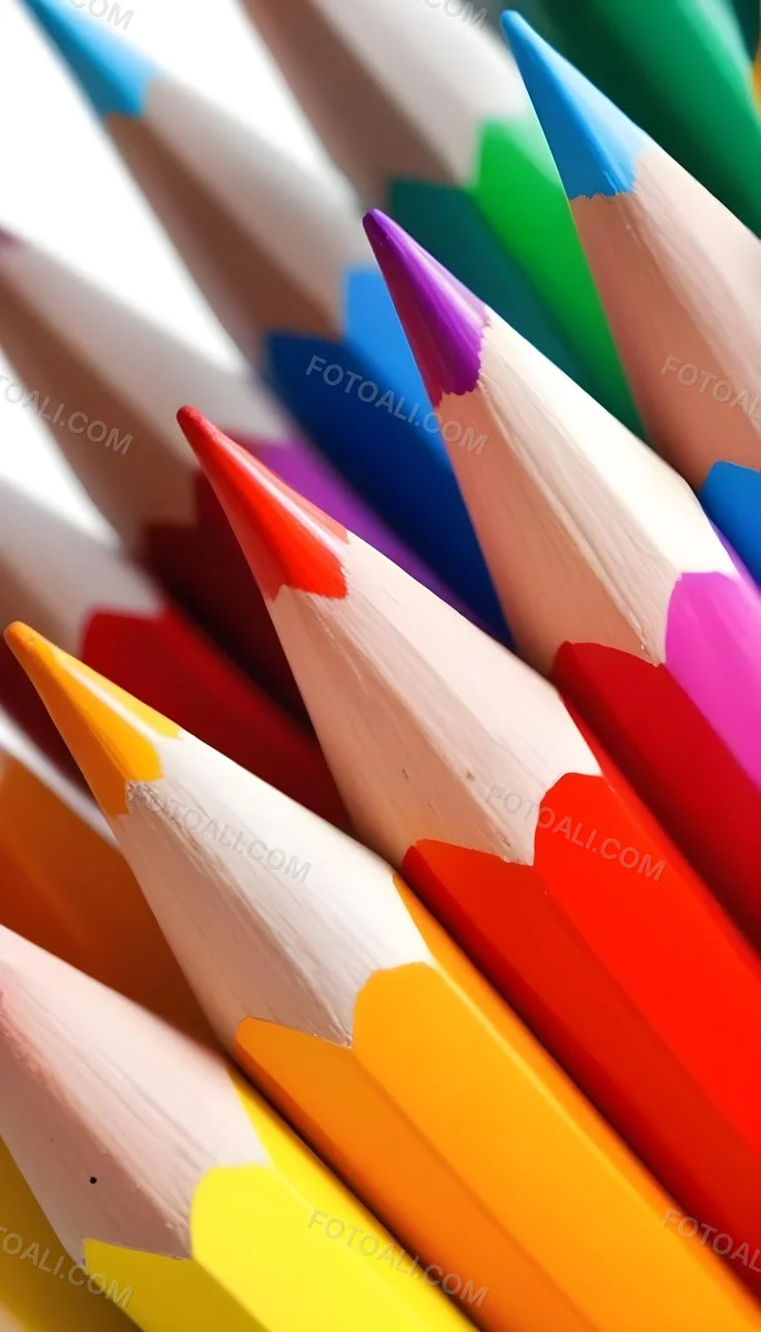 A Close Up Shot Of A Bunch Of Colored Pencils With Tips Of Different Colors Arranged In A Pile White Background Sharp Focus Vibrant Colors Art Supplies 9 8487