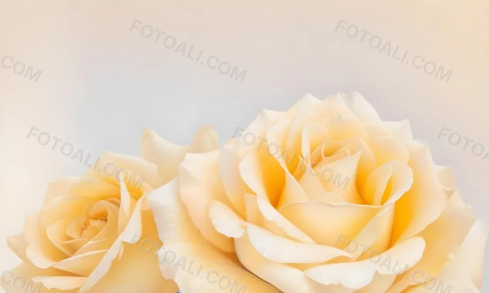 A Close Up Shot Of Two Light Yellow Roses With Soft Delicate Petals Set Against A Light Gradient Background 11 C6de