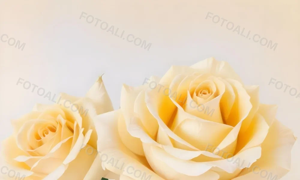 A Close Up Shot Of Two Light Yellow Roses With Soft Delicate Petals Set Against A Light Gradient Background 20 B56b