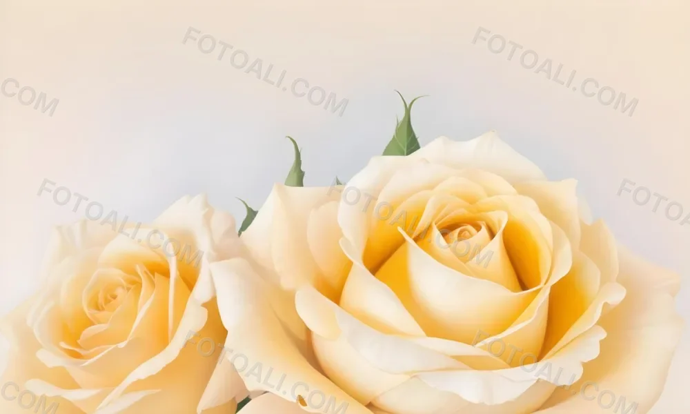 A Close Up Shot Of Two Light Yellow Roses With Soft Delicate Petals Set Against A Light Gradient Background 23 A4d7