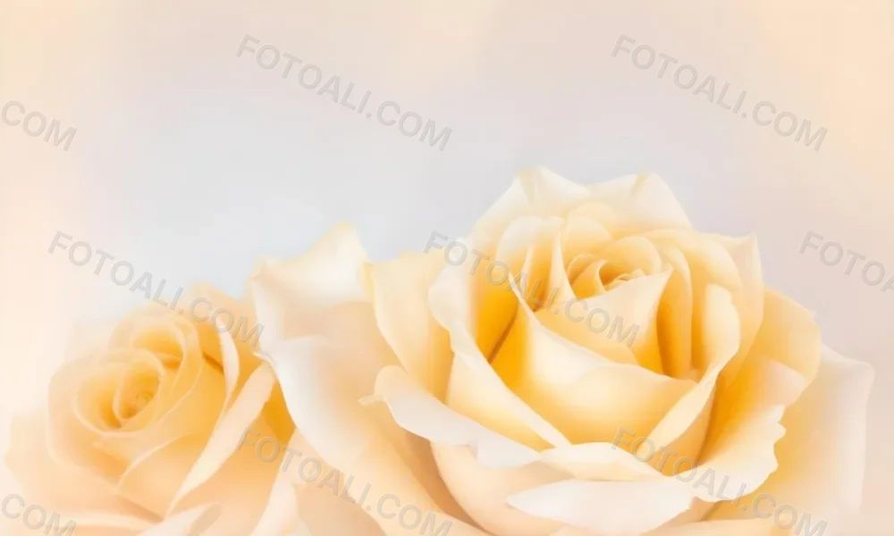 A Close Up Shot Of Two Light Yellow Roses With Soft Delicate Petals Set Against A Light Gradient Background 7 D713