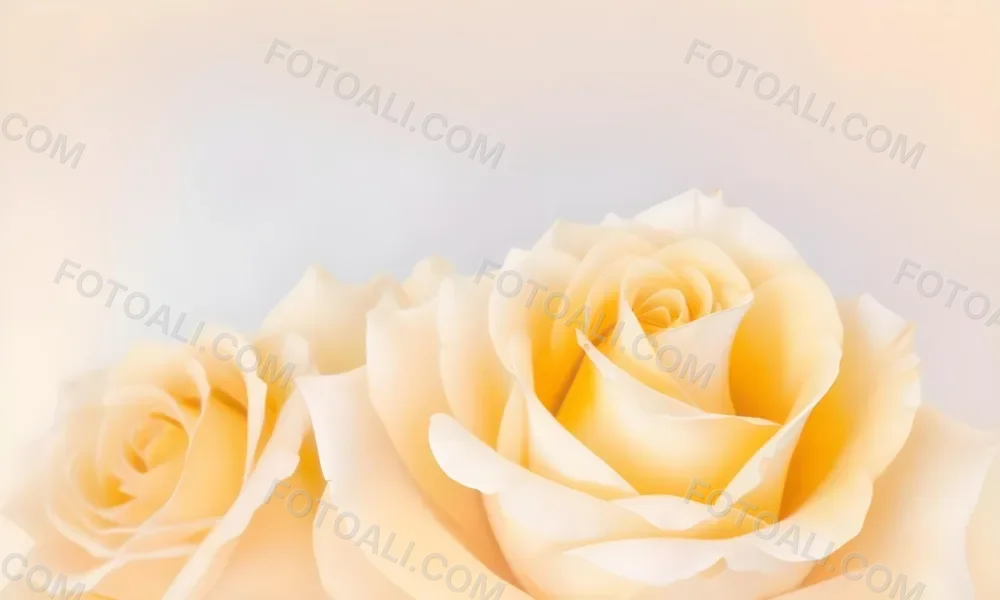 A Close Up Shot Of Two Light Yellow Roses With Soft Delicate Petals Set Against A Light Gradient Background 9 2c0f