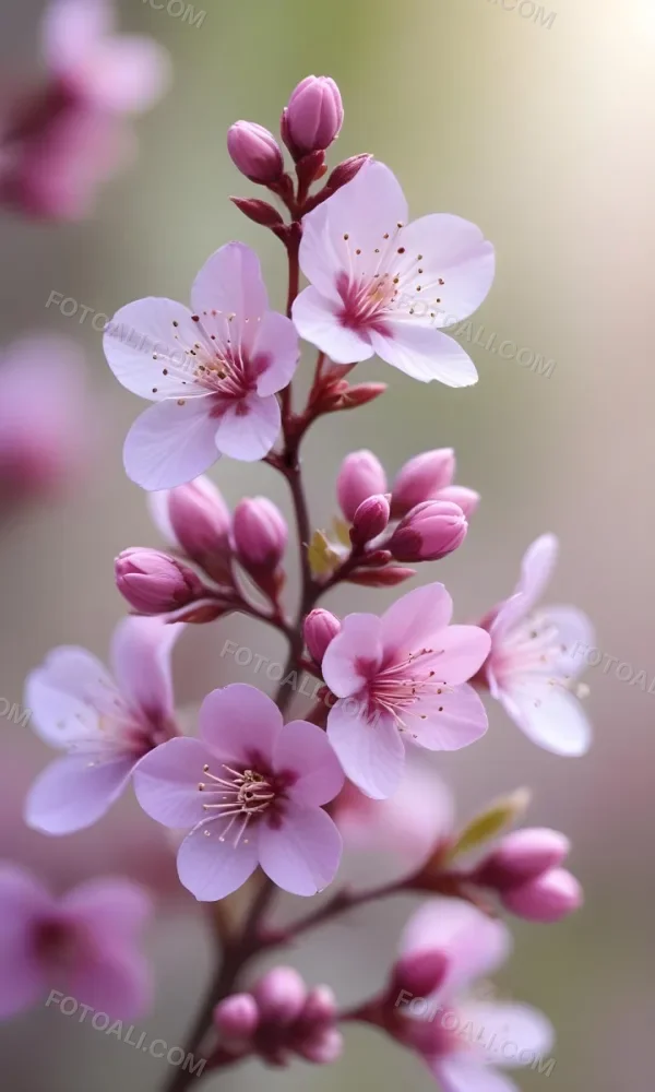 A Close Up View Of A Flowering Plant With Delicate Pink And Purple Blossoms Against A Blurred Light Background 1 3601