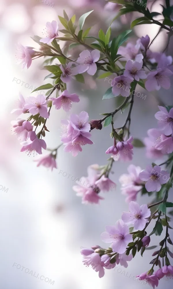 A Close Up View Of A Flowering Plant With Delicate Pink And Purple Blossoms Against A Blurred Light Background 11 2044