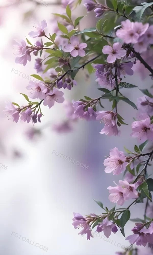 A Close Up View Of A Flowering Plant With Delicate Pink And Purple Blossoms Against A Blurred Light Background 12 Bc98