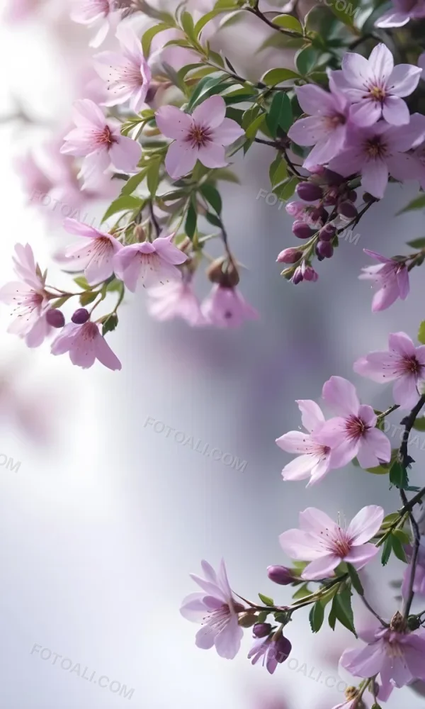 A Close Up View Of A Flowering Plant With Delicate Pink And Purple Blossoms Against A Blurred Light Background 14 0c95