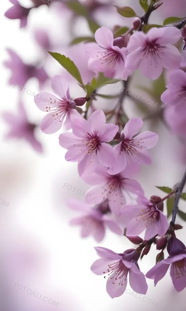 A Close Up View Of A Flowering Plant With Delicate Pink And Purple Blossoms Against A Blurred Light Background 4 77fe