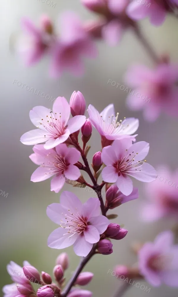 A Close Up View Of A Flowering Plant With Delicate Pink And Purple Blossoms Against A Blurred Light Background 5 1d4c