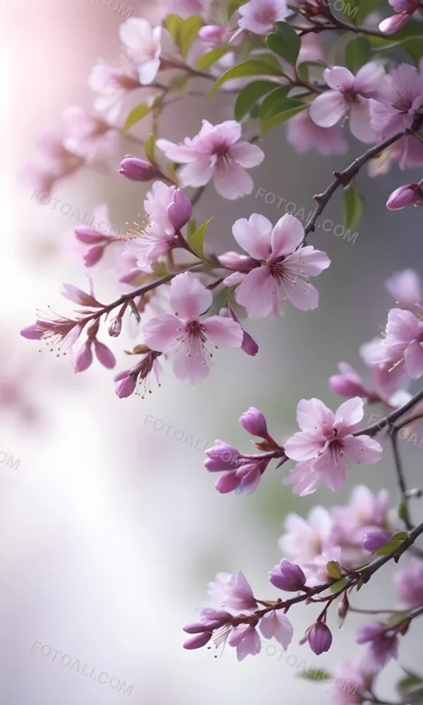 A Close Up View Of A Flowering Plant With Delicate Pink And Purple Blossoms Against A Blurred Light Background 7 3042