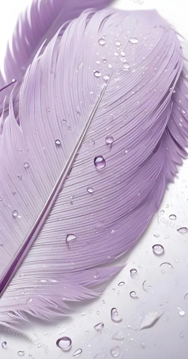 A Close Up View Of A Purple Feather With Water Droplets On Its Surface 10 09c4