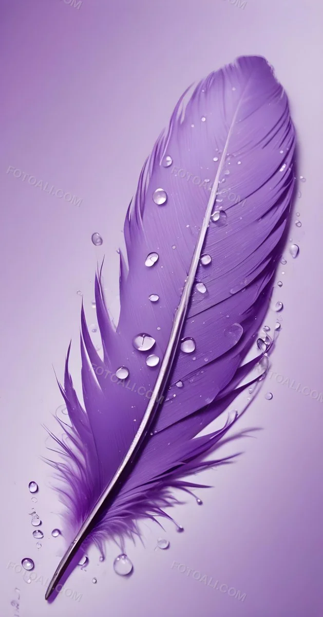 A Close Up View Of A Purple Feather With Water Droplets On Its Surface 2 0d31
