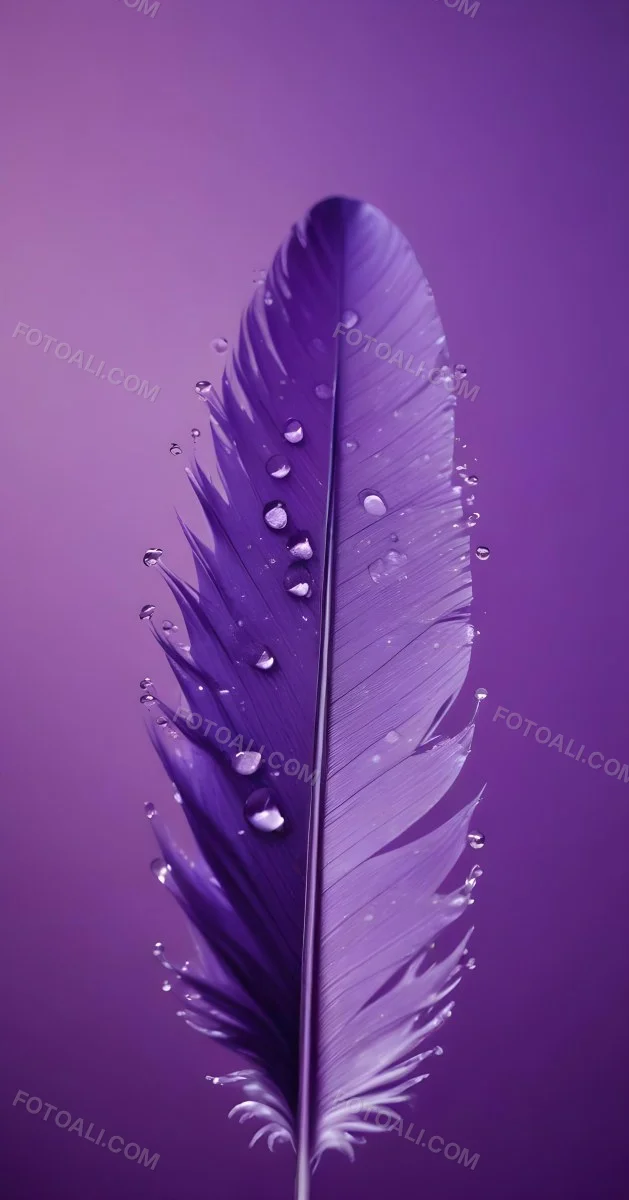A Close Up View Of A Purple Feather With Water Droplets On Its Surface 3 1b55