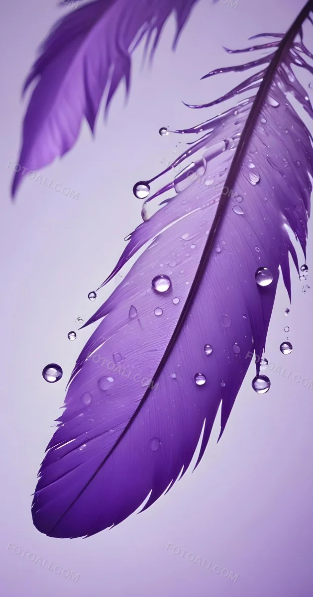 A Close Up View Of A Purple Feather With Water Droplets On Its Surface 4 1b1f