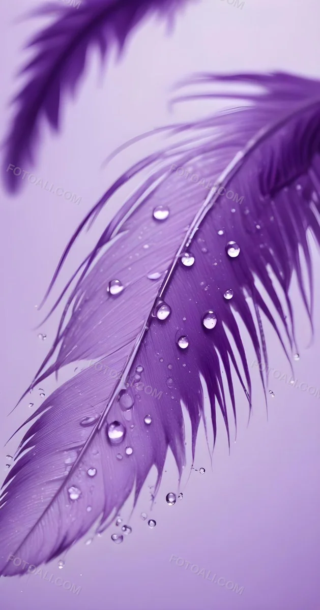 A Close Up View Of A Purple Feather With Water Droplets On Its Surface 5 1e2d