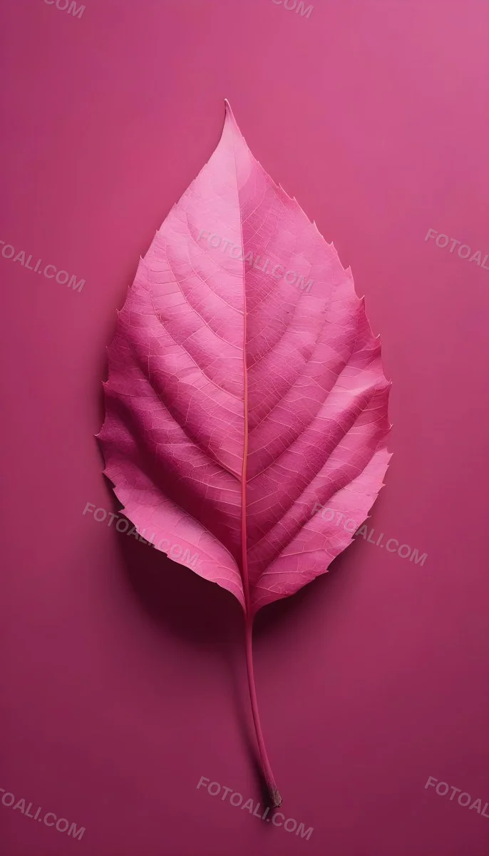 A Closeup Of A Vibrant Pink Leaf Against A Solid P 119 2104