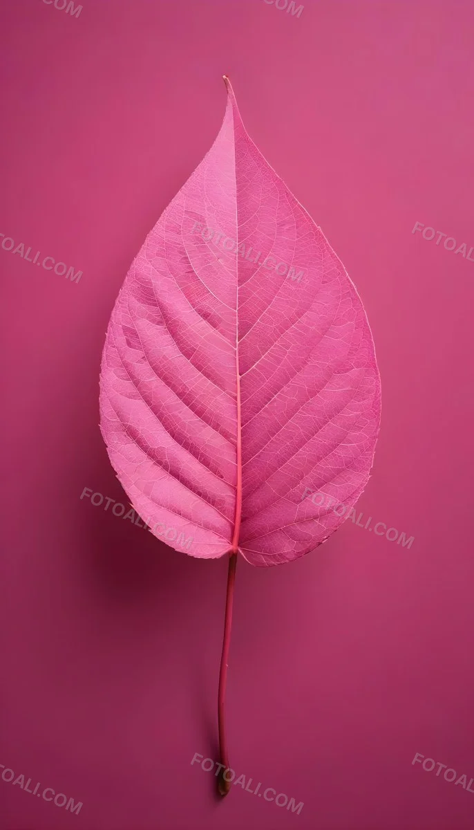A Closeup Of A Vibrant Pink Leaf Against A Solid P 123 7853