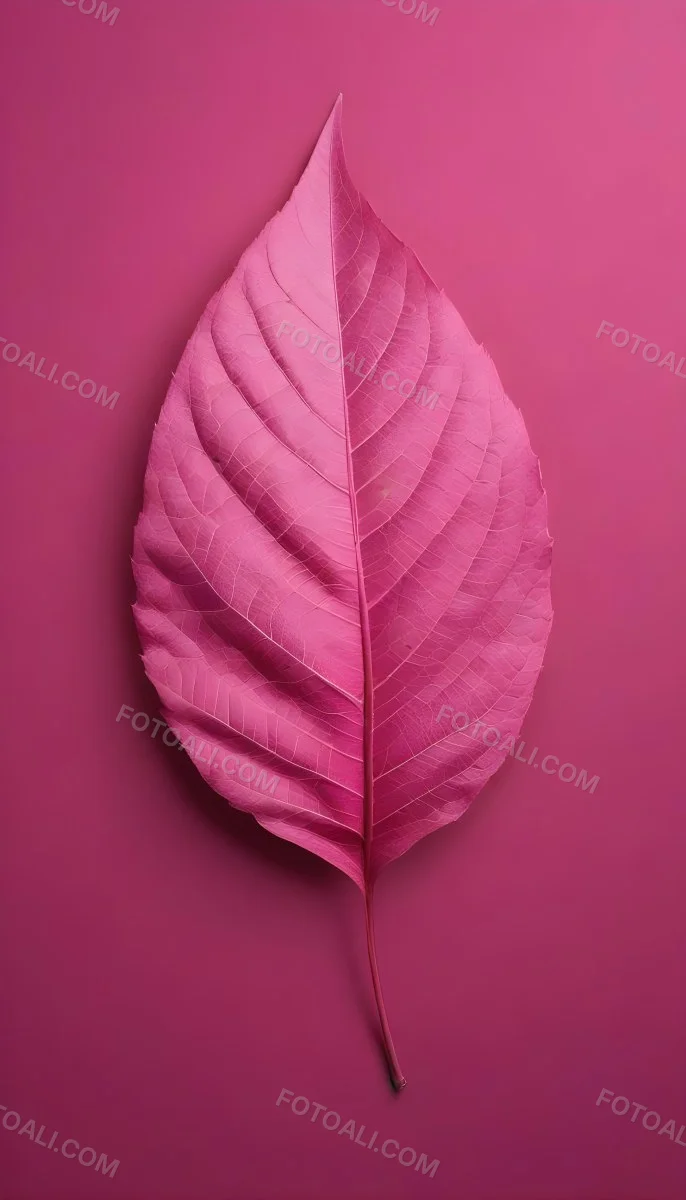 A Closeup Of A Vibrant Pink Leaf Against A Solid P 130 Dab8