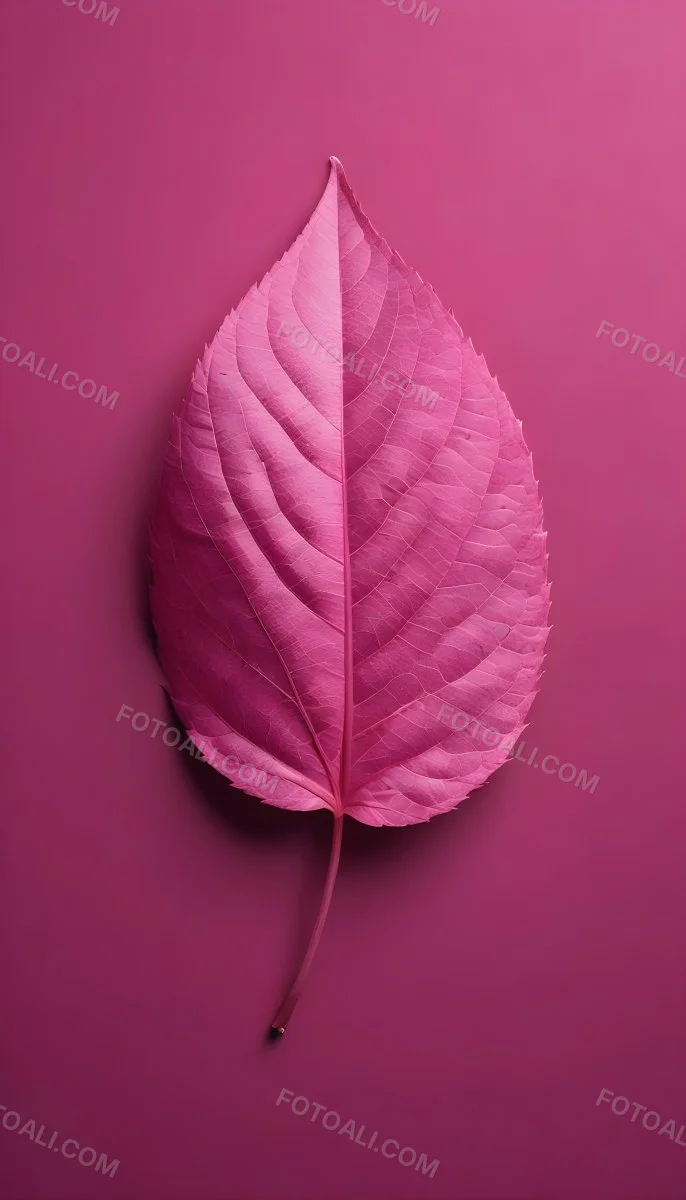 A Closeup Of A Vibrant Pink Leaf Against A Solid P 134 E90a