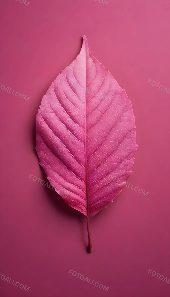 A Closeup Of A Vibrant Pink Leaf Against A Solid P 135 F83c
