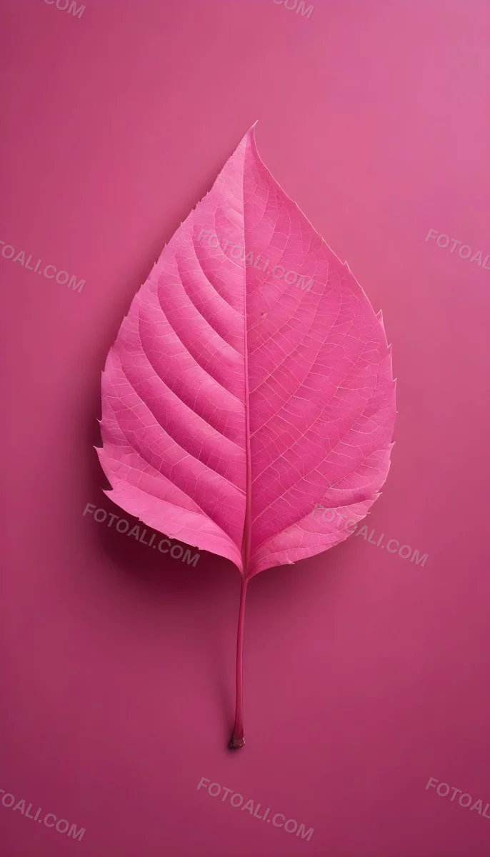 A Closeup Of A Vibrant Pink Leaf Against A Solid P 76 1d8e