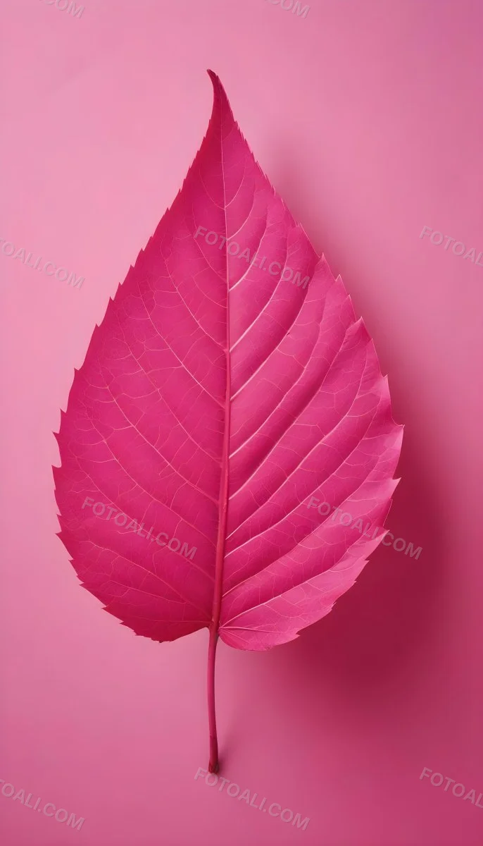 A Closeup Of A Vibrant Pink Leaf Against A Solid P 80 D1a6