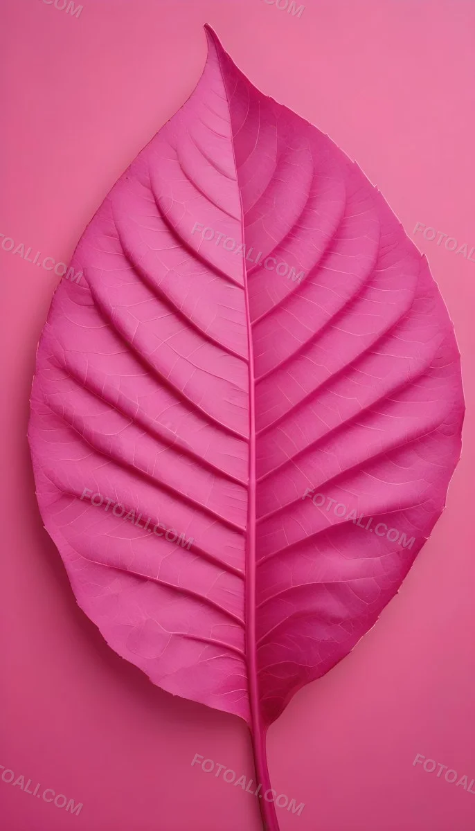 A Closeup Of A Vibrant Pink Leaf Against A Solid P 87 8f80